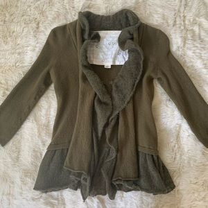 Anthropologie Birds on a Wire Ruffle Sweater